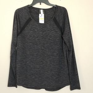 Ideology Gray Active Wear Top w/Mesh Cutout Sz M